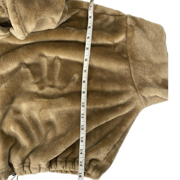 Weekend Edition‎ Brown Fuzzy Crop Draw String Hoodie Velour  Size:M 515 - Picture 7 of 7